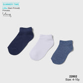 Boys’ Summer Cotton Socks Pack – Navy & White Solids (3 Pairs)